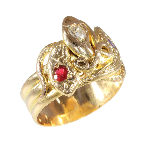 Bague 58 Bague Serpent Victorienne : Un Trio Symbolique en Or 58 Facettes 24137-0077