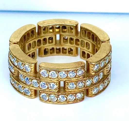 Bague 49 Bague CARTIER maillons panthère or jaune et diamants 58 Facettes AB78