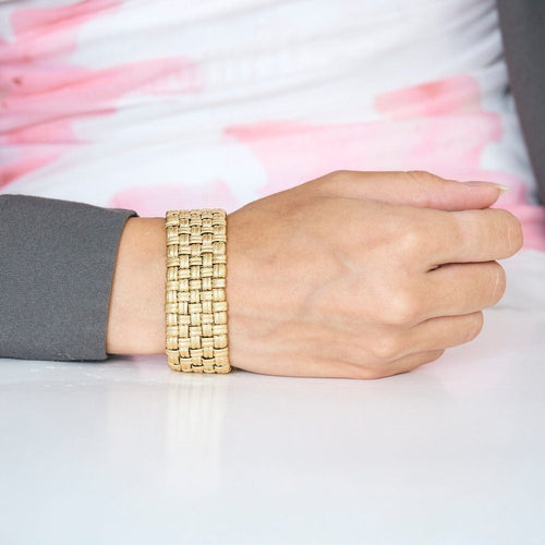 Bracelet Large bracelet tressé en or jaune 58 Facettes LOR3435