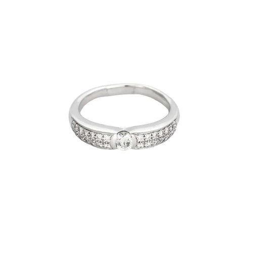 Bague 58.5 Alliance en or blanc et diamant 58 Facettes LP1146