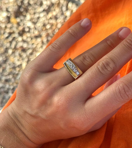 Bague 50 Bague tank or jaune diamants 58 Facettes