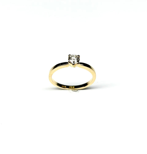 Bague 53.5 Bague solitaire en or jaune avec diamant taille brillant 58 Facettes E09