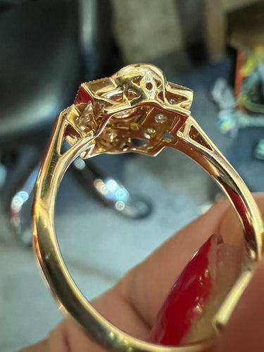 Bague 53 Bague diamants en pavage  diamants or rose 58 Facettes 7624 A