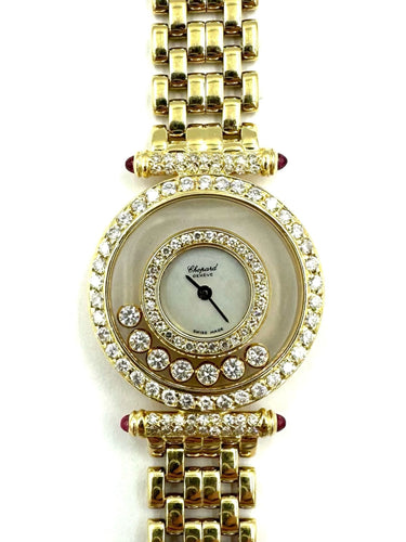 Montre CHOPARD - Montre Happy Diamonds or jaune, diamants et rubis 58 Facettes