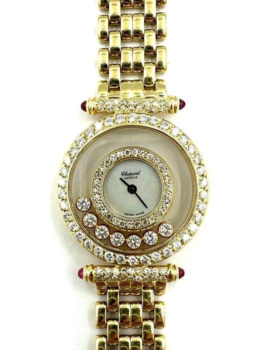 Montre CHOPARD - Montre Happy Diamonds or jaune, diamants et rubis 58 Facettes