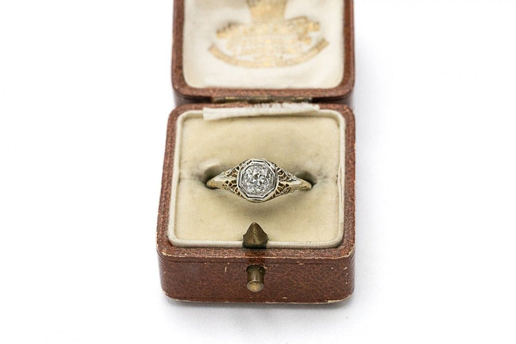 Bague 56 Bague solitaire ancienne diamant 0,75ct en or 18k 58 Facettes 11153