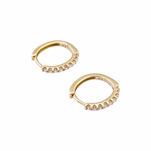 Brincos de argola, ouro amarelo, diamantes. 