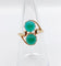 Bague 53 Bague toi et moi vintage or jaune cabochons de chrysoprases 58 Facettes A05751