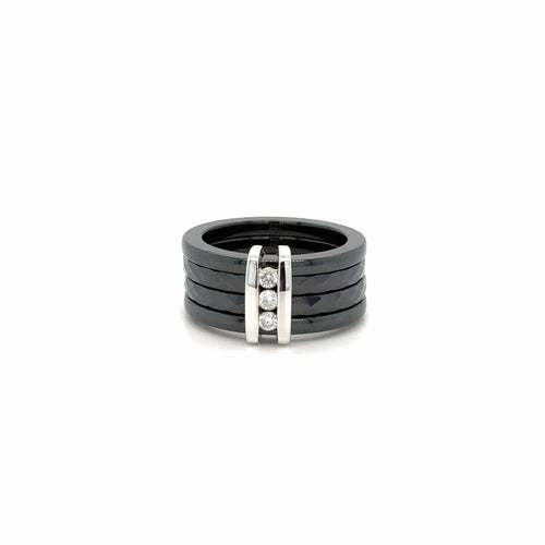 Bague 52 Guy Laroche - Bague 5 anneaux Céramique et Diamants 58 Facettes 11012/19