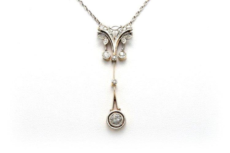 Collier Collier Art Déco or jaune et argent diamants 58 Facettes 22729