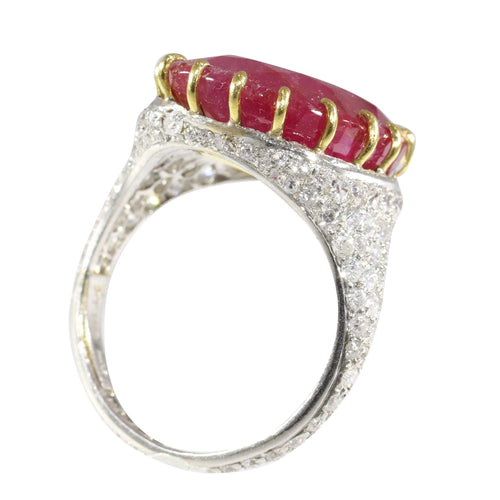 Bague 52 Délice de rubis vintage : bague Art déco avec rubis non traité de 13,5 ct 58 Facettes 17059-0258