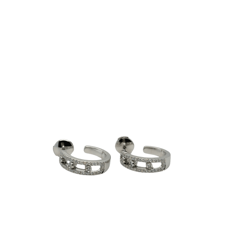 Boucles d'oreilles Messika - Créoles Move Pavées - Or blanc 58 Facettes 1.0000887/4