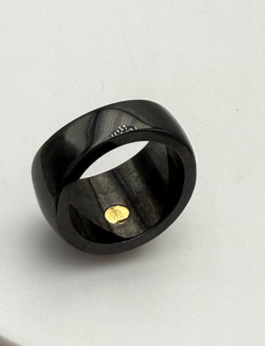 Bague 54 GUY LAROCHE - Bague en céramique noire avec citrine et diamant 58 Facettes