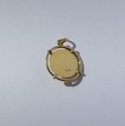 Pendentif Pendentif médaille en or jaune et cabochon turquoise 58 Facettes