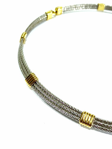 Collier FRED - Collier or et acier 58 Facettes