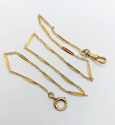 Chaîne giletière de montre antique or jaune 18k maillons finement travaillés (circa 1900) 58 Facettes A05186