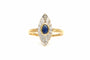 Bague 52 Bague contemporaine en or jaune 18 carats sertie d'un saphir et de diamants 58 Facettes B502