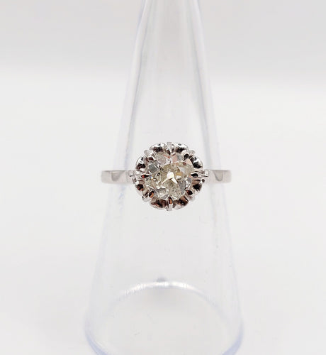 Bague 52.5 Bague solitaire Art déco en platine et diamant taille ancienne 0,80 carat 58 Facettes A06282