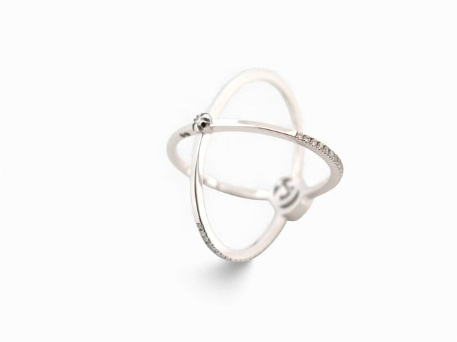 Bague 51 bague GUCCI gg running 7mm en or blanc 18k 108 diamants t51 58 Facettes 271885