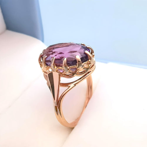 Bague 53 Bague Améthyste en Solitaire Or Jaune 58 Facettes AA 1719