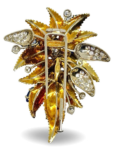 Broche Broche Missiaglia or jaune saphirs et diamants 58 Facettes 1254