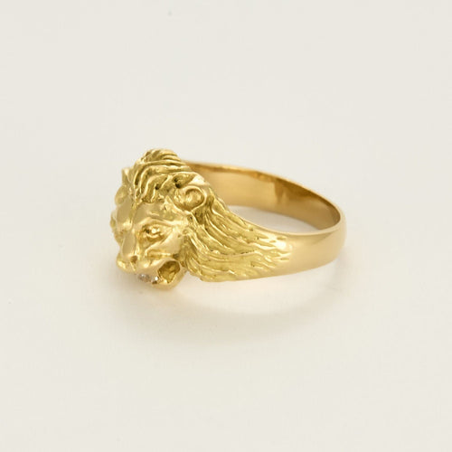 Bague 55 Bague chevalière "Lion" en or jaune 58 Facettes ROD4429X2