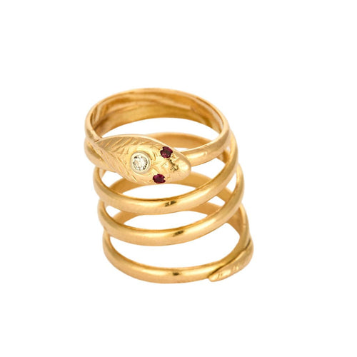 Bague 57 Bague serpent en Or jaune, rubis et diamants 58 Facettes REU0851X2