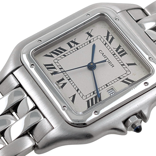 Montre Cartier Panthère 1300 Large model LM GM Figaro Strap Stainless Steel 58 Facettes