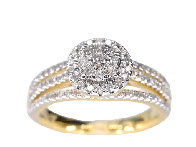 Bague 54 Bague entourage en or jaune avec diamants 58 Facettes 2107