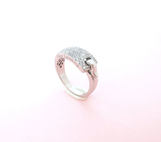 Bague 55 GUY LAROCHE - Bague Ceinture Diamants Or Blanc 58 Facettes AA 1645