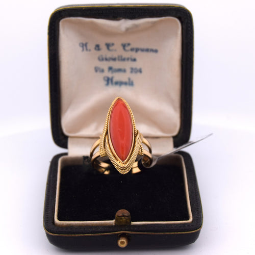 Bague 57 Bague corail en or jaune 58 Facettes