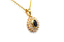 Pendentif Pendentif contemporain en or jaune serti d'un saphir et de diamants 58 Facettes B766