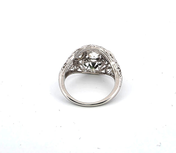 Bague 48 Superbe bague Art Déco en platine avec diamants taille ancienne 58 Facettes