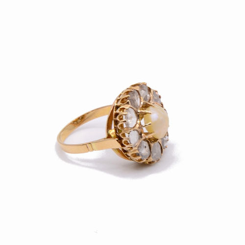 Bague 51 Bague Art Nouveau "Anima" or rose, demi-perle, diamants (1900) 58 Facettes 204