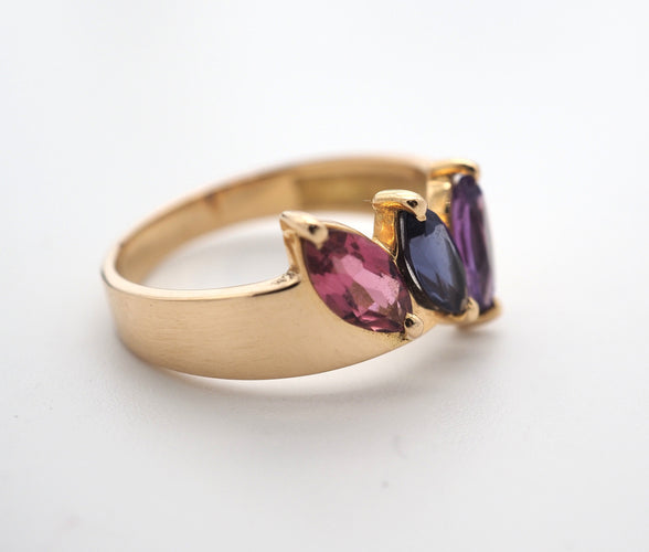 Bague 57 Bague pierres fines or jaune 58 Facettes