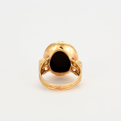 Bague 53.5 BAGUE CAMEE FIN ANCIEN ONYX OR DIAMANTS 58 Facettes 31300537