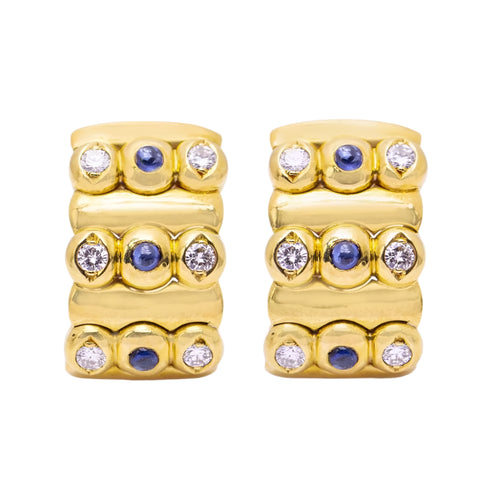 Boucles d'oreilles Earrings in gold, sapphire and diamonds 58 Facettes N102936EJ