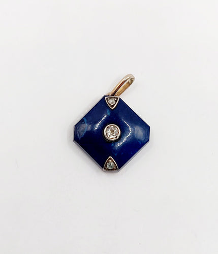 Pendentif Pendentif Art Déco or blanc, lapis lazuli et diamants (circa 1920) 58 Facettes A05931