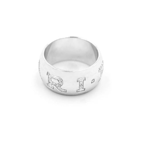 Anello Bulgari Monologo in Oro Bianco con diamanti 58 Facettes 8947