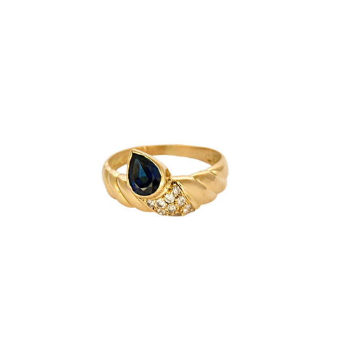 Bague 51,5 Bague or jaune, saphir et diamants 58 Facettes NAR0193