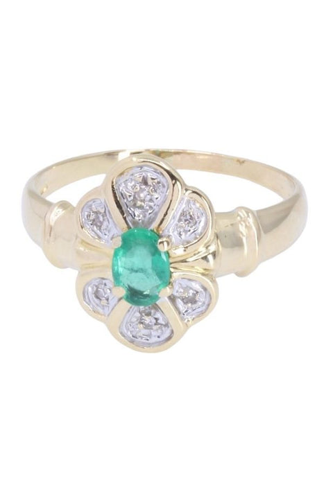 Ring Daisy emerald and diamonds