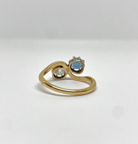 Bague Bague toi et moi or jaune et blanc diamant et saphir 58 Facettes