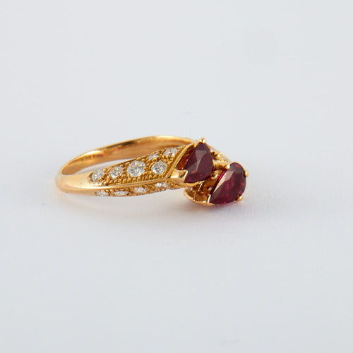 Bague 55 Bague Toi et Moi Rubis Diamants 58 Facettes