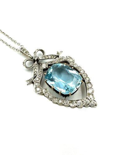 Collier Collier "Belle Epoque" en or, platine, aigue-marine et diamants 58 Facettes