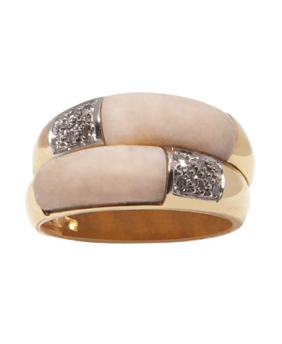 Prsten 52 Koktejlový prsten Žluté zlato 18K Diamant Růžový korál 58 Facettes BO230255/DEUXNUANCESDEROSE