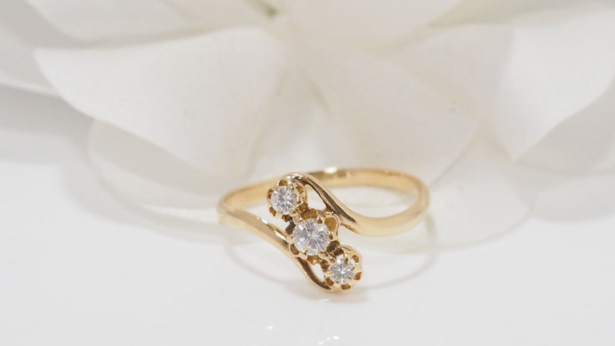 Bague 58 Bague Trilogie En Or Jaune Et Diamants 58 Facettes 32192