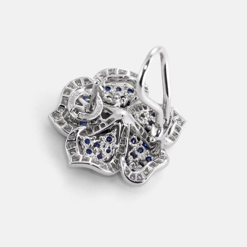 Boucles d'oreilles TIFFANY - Boucles d'oreilles fleurs en saphirs et diamants 58 Facettes