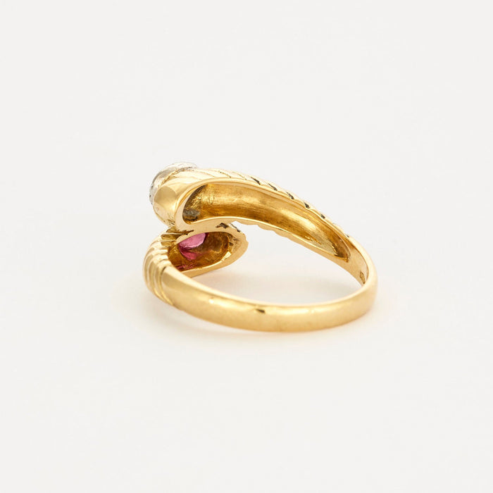 Squillo Toi & Moi rubino in oro giallo e diamanti