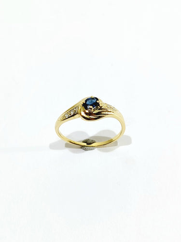 Bague 54 Bague or jaune diamants saphir 58 Facettes