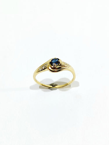 Bague 54 Bague or jaune diamants saphir 58 Facettes